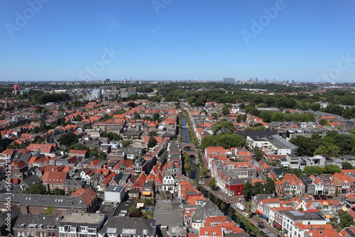 Panoramic view of old town in Delft, Netherlands