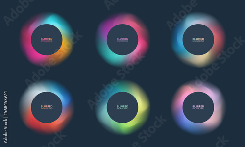 Defocused round shapes with circles. Set of blurred backgrounds with soft color gradients for your creative graphic design. Vector illustration.
