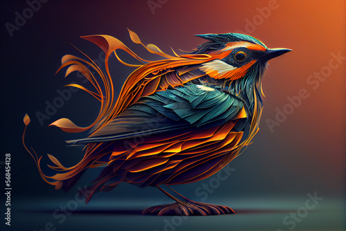 Beautiful abstract surreal bird  background. photo