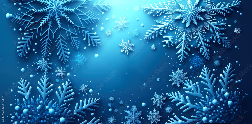 blue christmas banner with snowflakes, Merry Christmas, generative ai blue christmas banner with snowflakes, Merry Christmas, generative ai