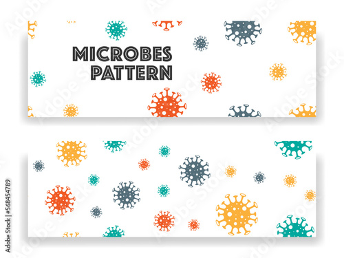 Different Kinds of Viruses. Virus Infection Ebola Epidemic Sick. Bacteria Biology Organisms Seamless Pattern. Medical Genetics Bacteriological Microorganism. Vector Illustration.