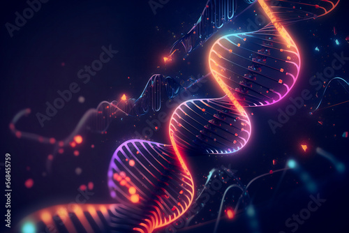 DNA strands on an abstract background