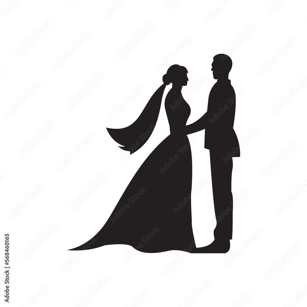 wedding couple silhouette vector template design wedding couple silhouette vector template design