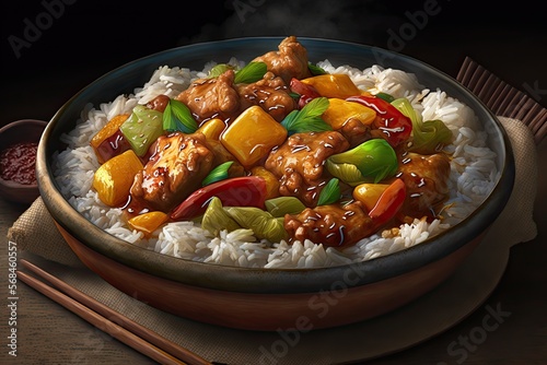 Bowl of Sweet and Sour Pork (Generative AI)