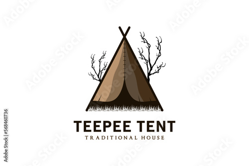 Vintage style traditional teepee tent logo design