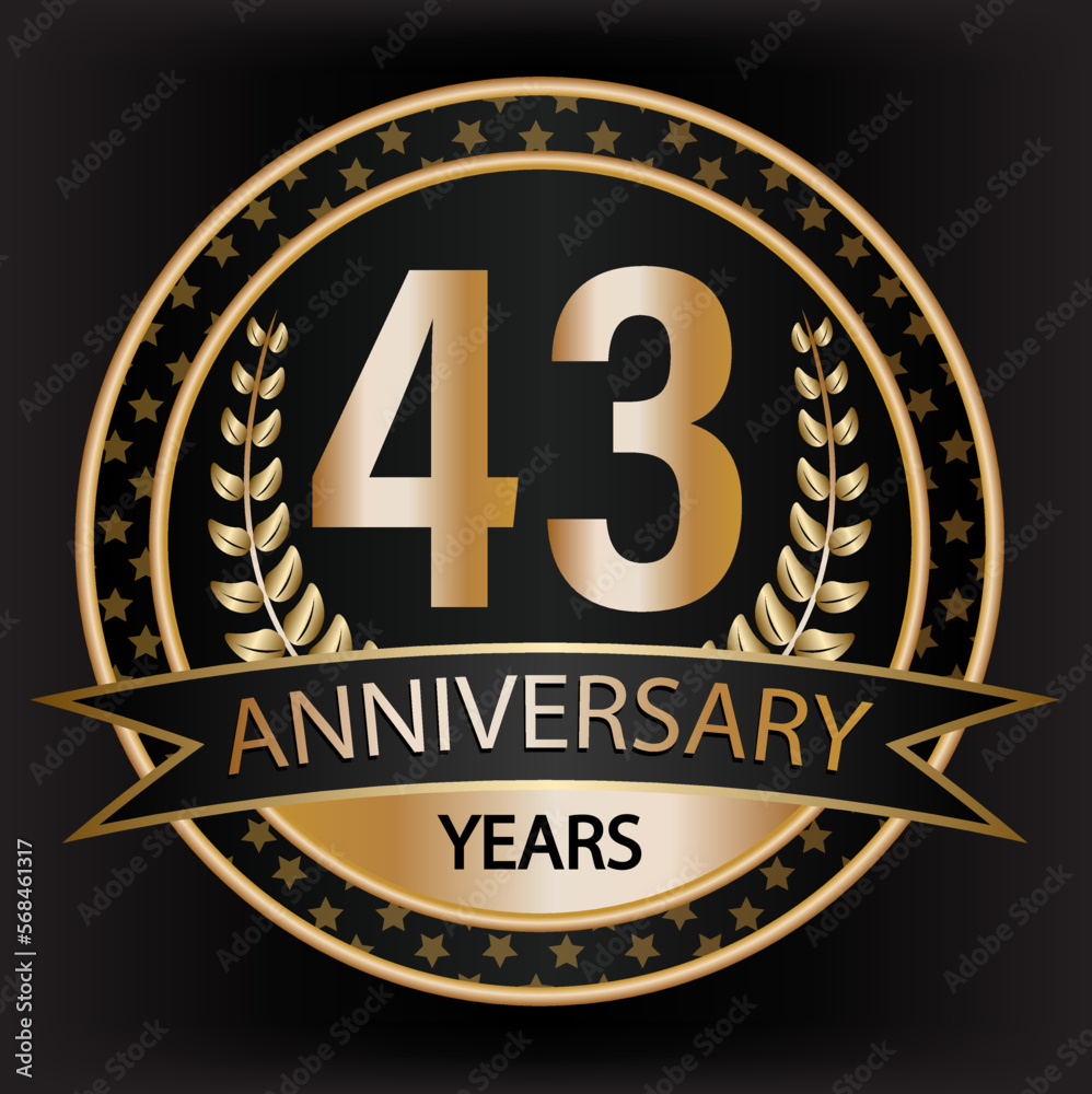 Fototapeta premium Gradient vector 43 year anniversary and anniversary