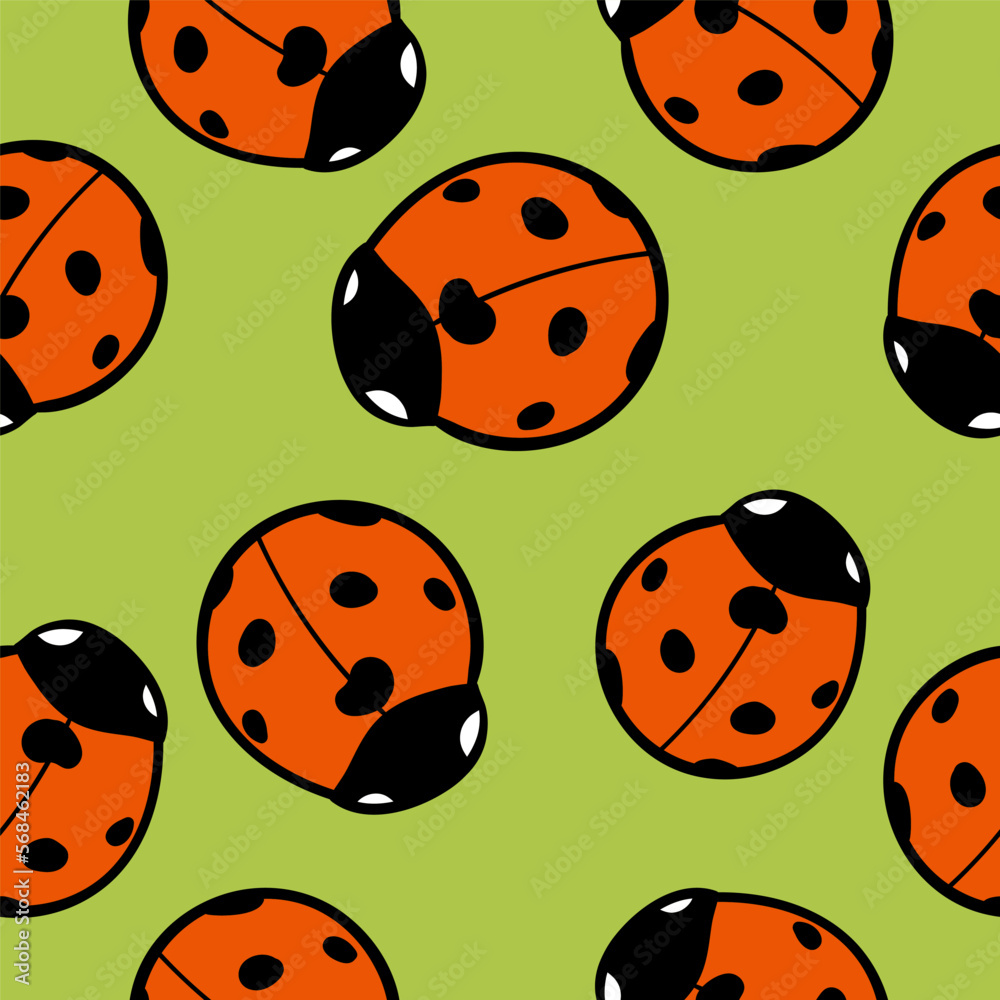 Naklejka premium Seamless pattern with cute ladybugs. Vector illustration.