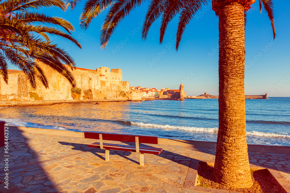 View on Collioure, a coastal village in the southwest of France, near the city of Perpignan and close to the border with Spain
