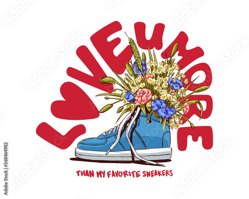 Sneakers bouquet of flowers Saint Valentine's Day