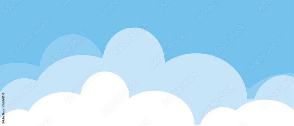 Clouds background. Vector illustration. Blue sky with white clouds.