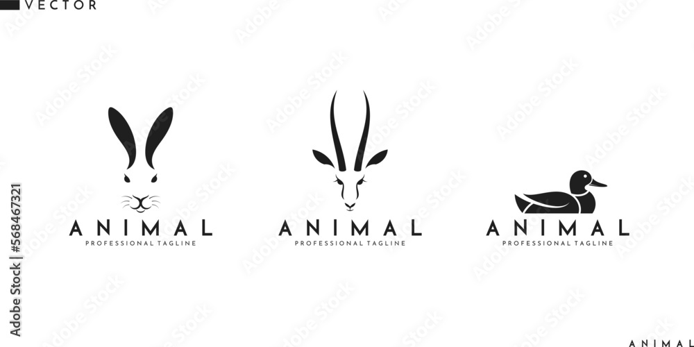 Wild animal. Abstract antelope rabbit and duck