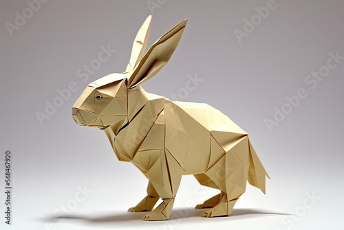 close-up of origami of a rabbit, ai generated