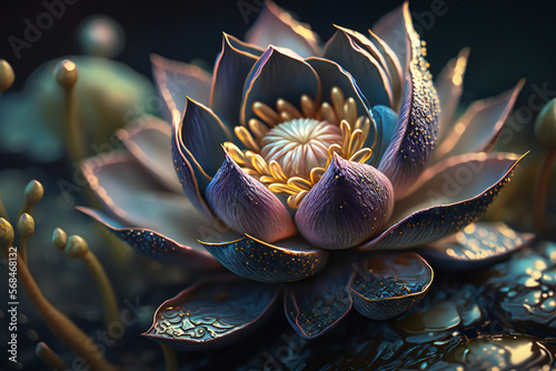 A breathtaking Lotus flower captured in detail through a close shot view