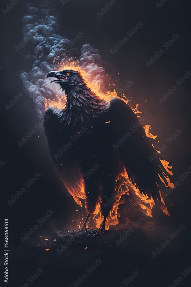 fire eagle. smoke with embers and flames. fire eagle. smoke with embers and flames.