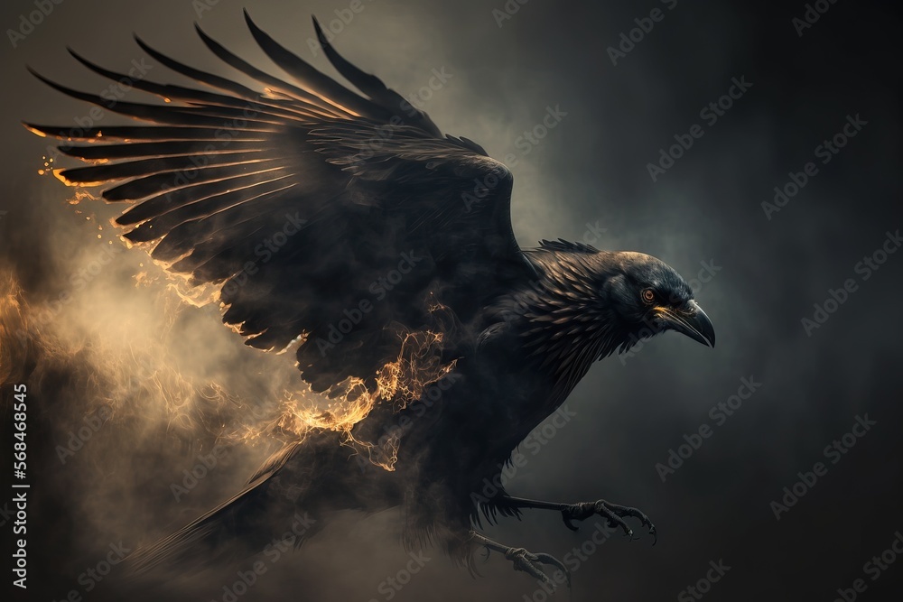Fototapeta premium flaming black bird