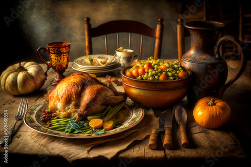Rustic Thankgiving Dinner, Generative Ai