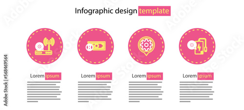 Set line Setting, Power bank setting, Fast payments and Router and wi-fi icon. Vector