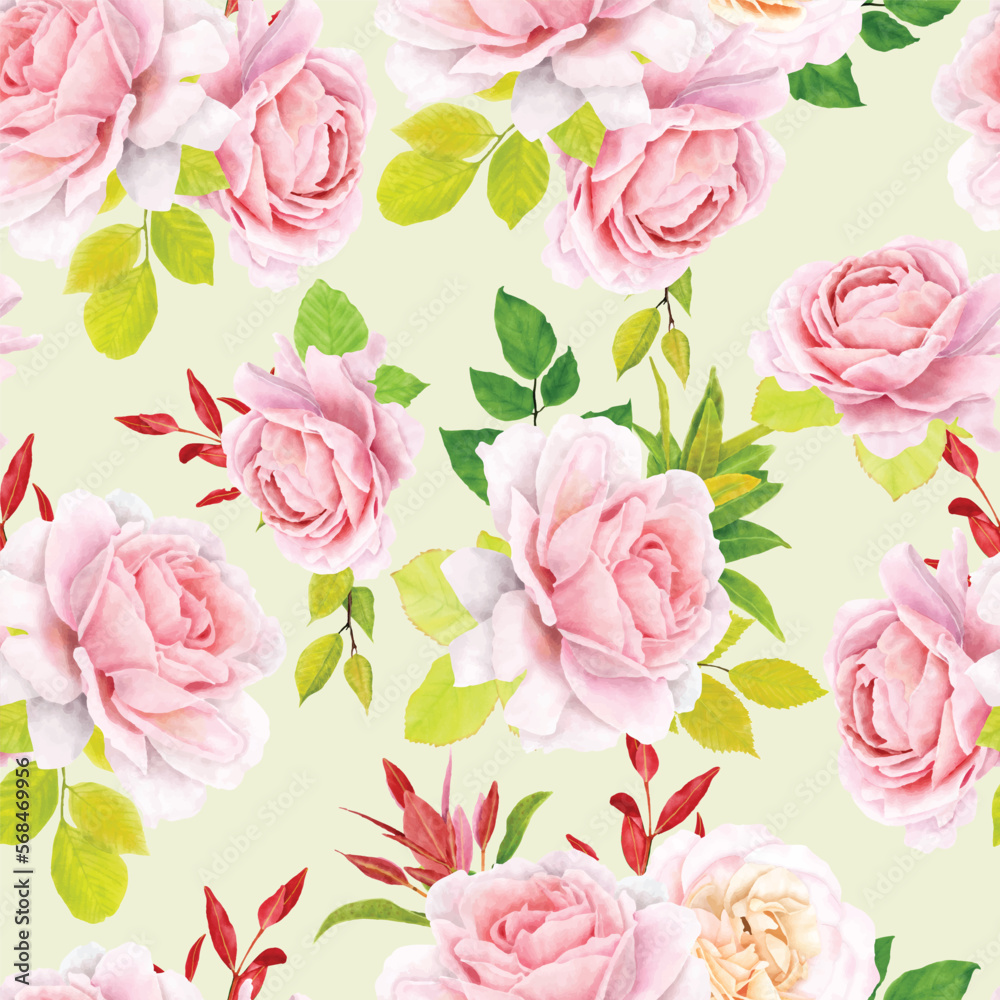 Greenery watercolor floral seamless pattern design