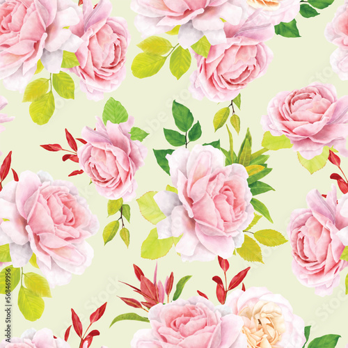 Greenery watercolor floral seamless pattern design
