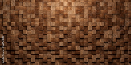 Fototapeta Naklejka Na Ścianę i Meble -  Wide view of wooden cubes or blocks randomly shifted surface background texture, empty floor or wall hardwood wallpaper