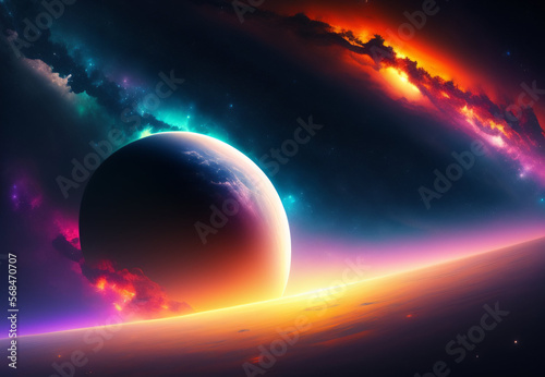 Abstract planet in space illustration AI