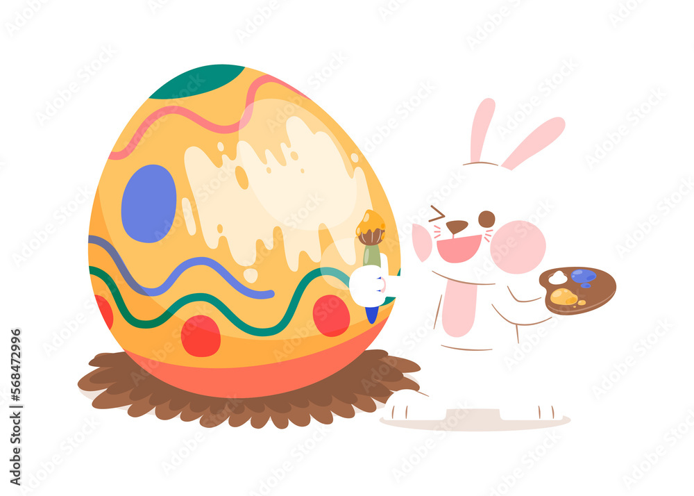 Rabbit Painting Easter Egg, Illustration, Transparent