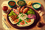high definition decorated Lebanese food. Generative AI