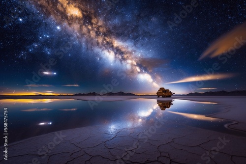The Majestic Night Sky of Bolivia's Salar de Uyuni,Milky Way 