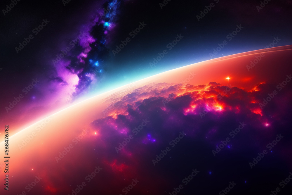 Abstract planet in space illustration AI