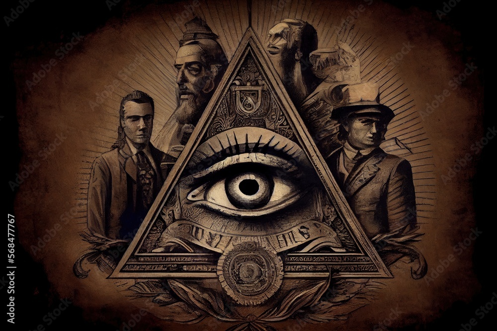 Generative AI illustration of history and secrets of Illuminati concept