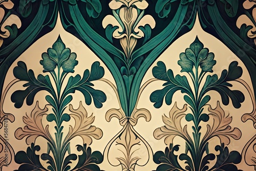 Abstract floral pattern ornament background. Vintage wallpaper backdrop. Generative AI