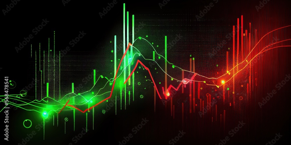 Graph, investment, stock exchange, stocks, money, growth planning charts, opportunity, business challenge and strategy, profit target, generated by ai