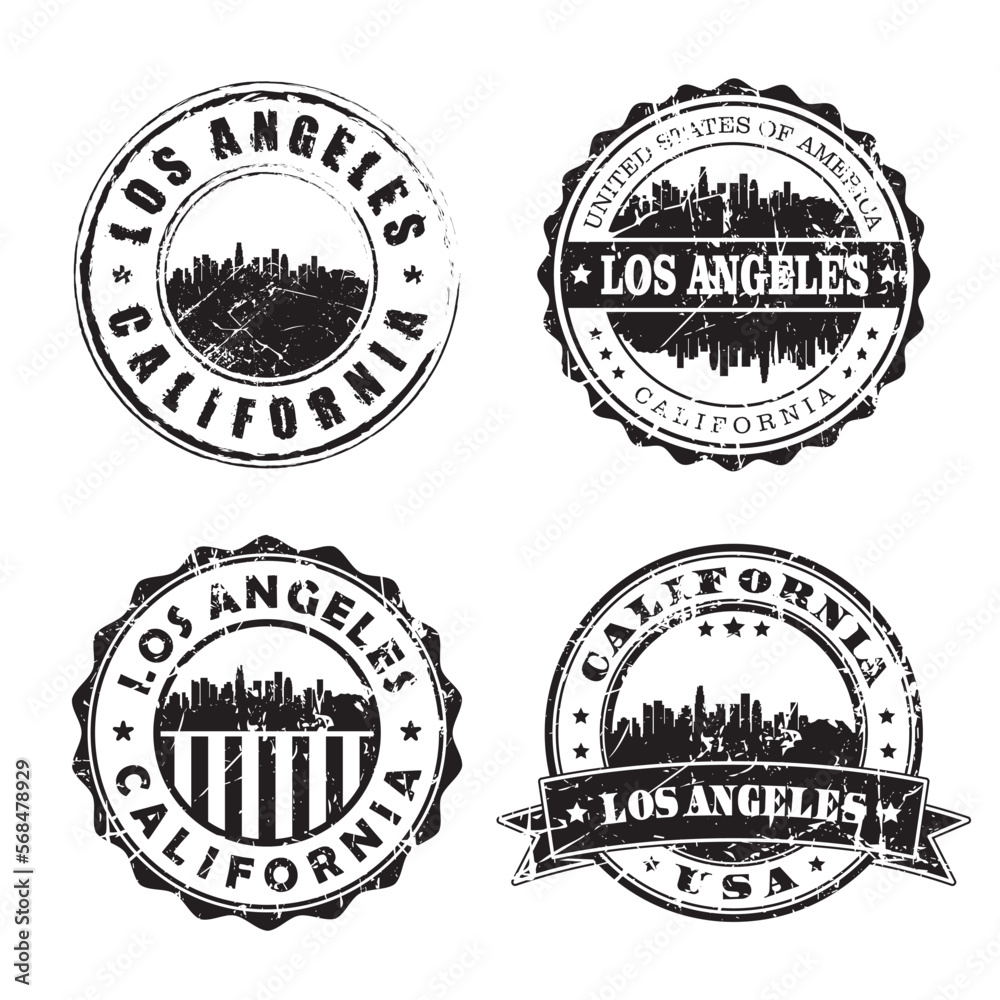 Los Angeles California Stamp Skyline Postmark. Silhouette Postal Passport. City Round Vector Icon Set. Vintage Postage Los Angeles California Stamp Skyline Postmark. Silhouette Postal Passport. City Round Vector Icon Set. Vintage Postage