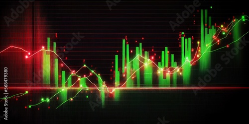 Graph, investment, stock exchange, stocks, money, growth planning charts, opportunity, business challenge and strategy, profit target, generated by ai