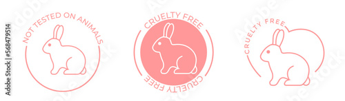 not tested on animals. Animal cruelty free symbol design. Product not tested on animals sign with bunny rabbit stamp. Vector illustration.