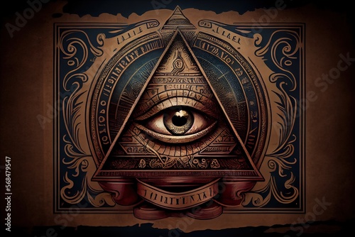 Generative AI illustration of history and secrets of Illuminati concept