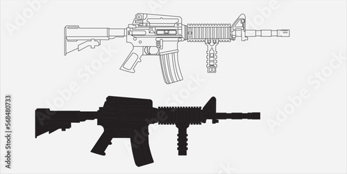 m4 carbine and kalashnikov assault rifle. weapon and army symbol. vector illustration.m4 carbine icon. weapon and army symbol. isolated vector image for military concepts, infographics and web design