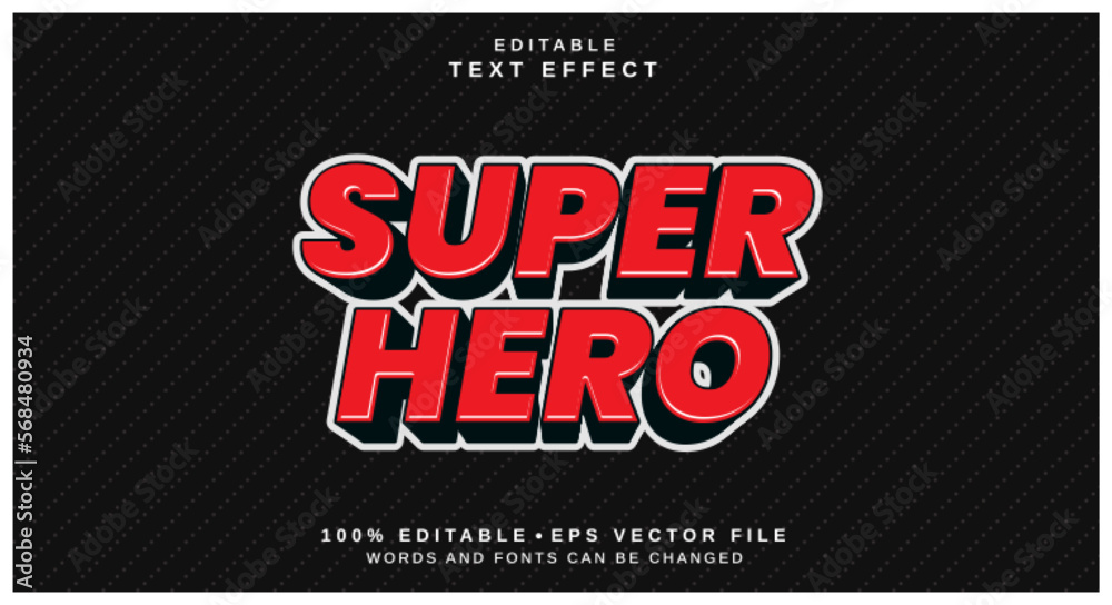Editable text style effect - Super Hero text style theme.