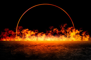 Display free space next to the burning flames