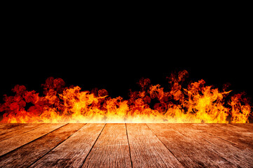 Display free space next to the burning flames