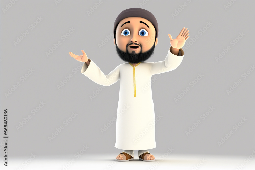 cute Muslim man charactor, AI generate