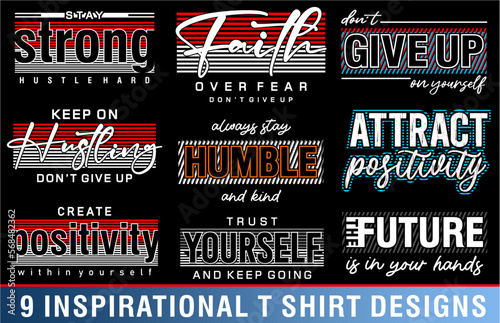 Inspirational, Motivational, Slogan, Quotes T shirt Design Bundle Graphic Vector