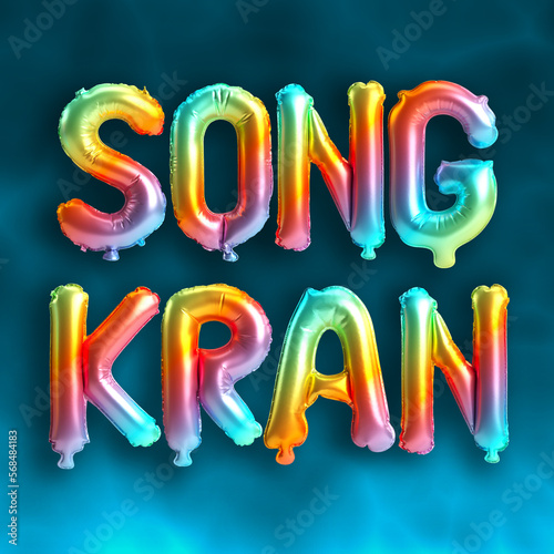 3d illustration of letter balloons about happy songkran isolated on background