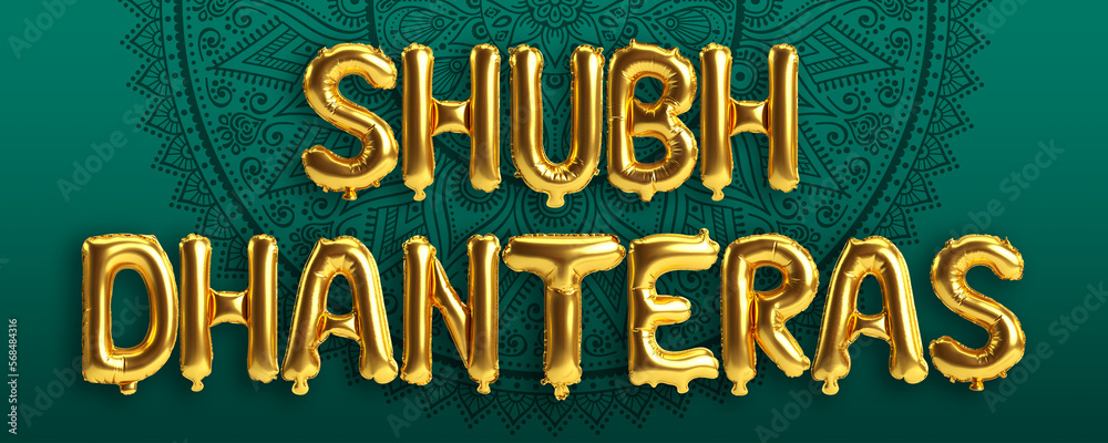 3d illustration of letter balloons about shubh dhanteras isolated on background