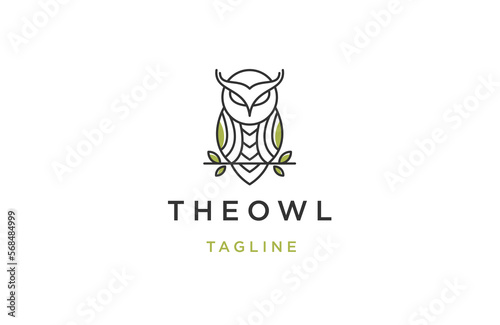 Nature owl logo icon design template flat vector