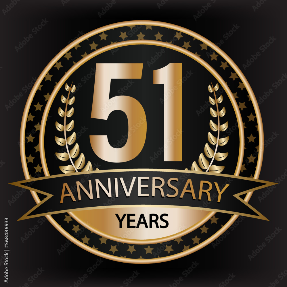 Fototapeta premium Gradient vector 51 year anniversary and anniversary