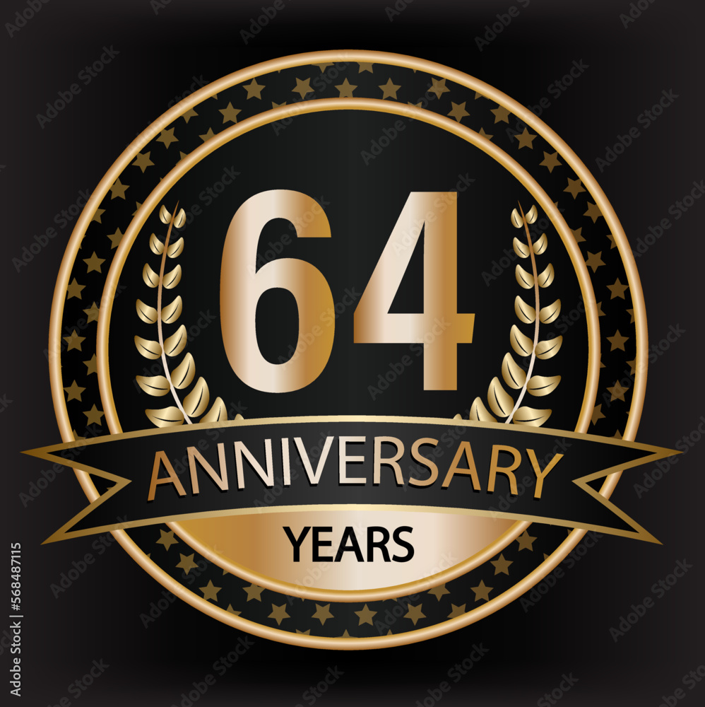 Gradient vector 64 year anniversary and anniversary
