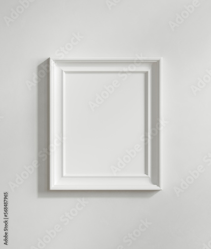 Minimal interior template. Mockup poster frame on white background. 3d rendering illustration. Clipping path included.