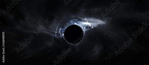 Black hole vector illustration. Space galaxy background