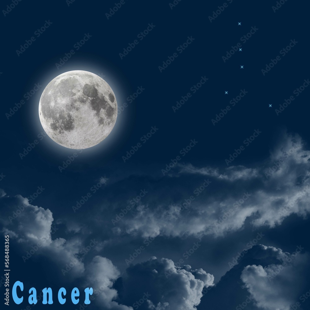 full moon in cancer illustration concept